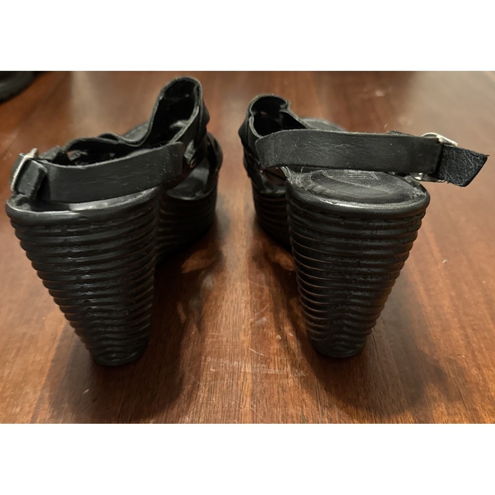 Born Women's Black Leather Wedge Sandals Size 9 / 40.5M – Comfort Platform Heel - Picture 4 of 11